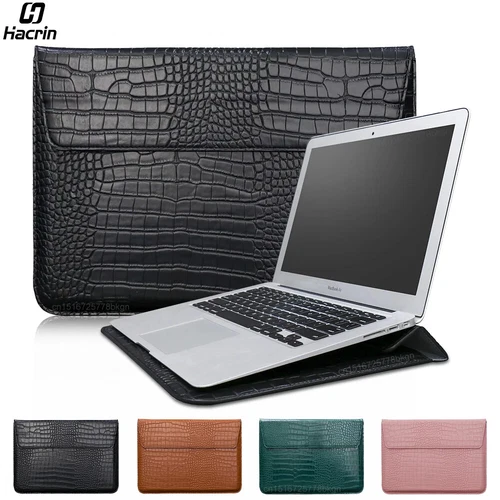 Laptoptasche für MacBook Air Pro 15,6 Zoll PU Leder Standfunktion