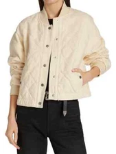 rag & bone XL Val Quilted Cropped Jacket Beige Cotton Blend Bomber $395
