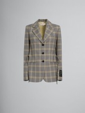 Marni Yellow Checked Tech Wool Jacket Womens Sz 42