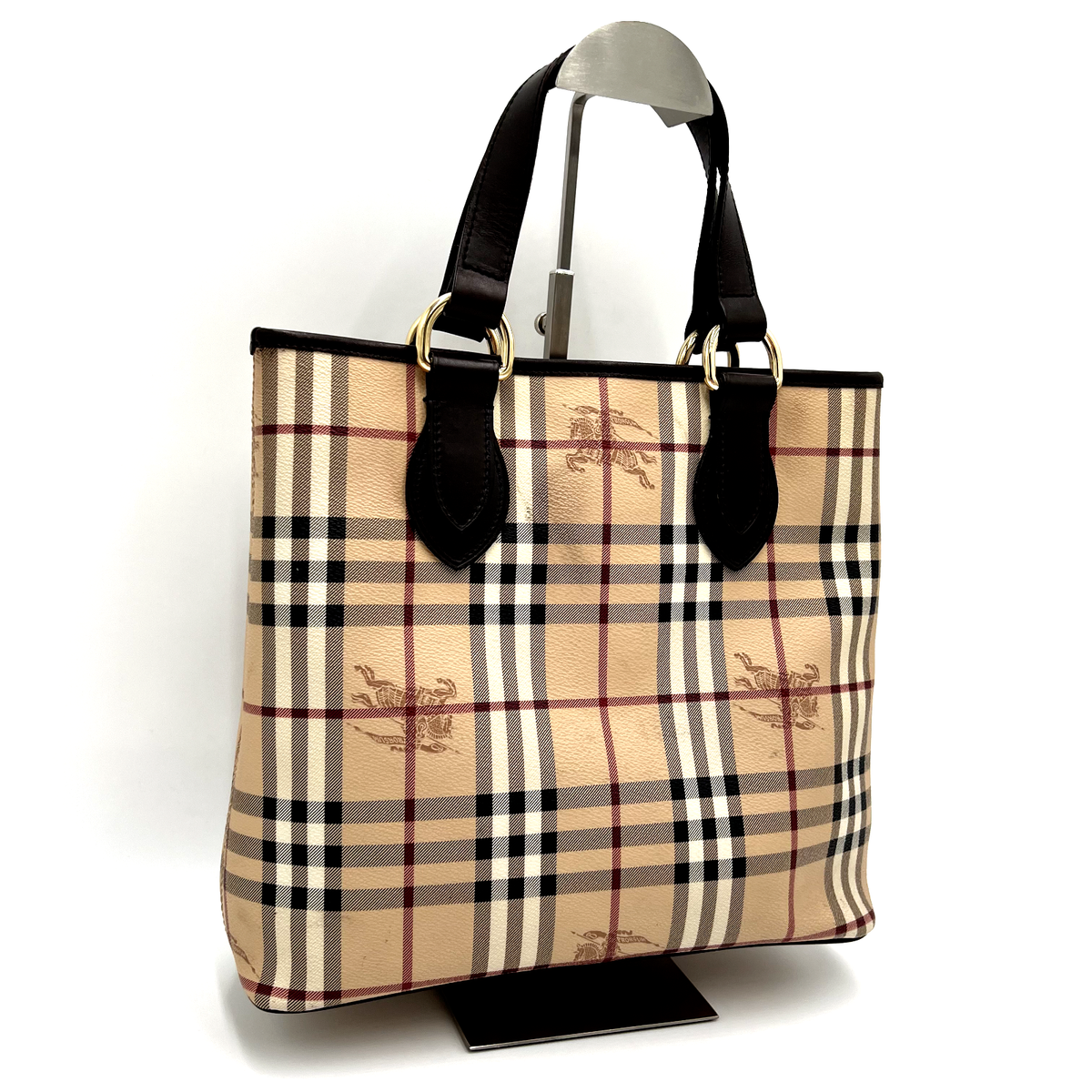 BURBERRY Tote Bag Hand Bag Haymarket Nova Check Beige PVC Leather