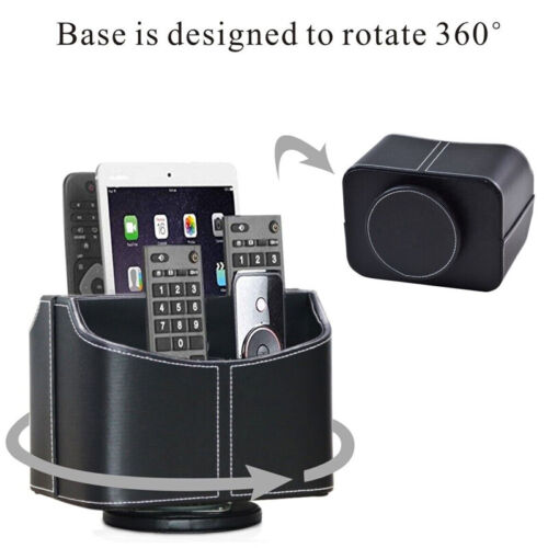 Leather Remote Control Holder 360 Degree Spinning Desk TV Remote Caddy/Box UK - Picture 7 of 11