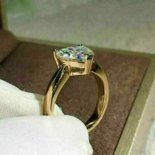 3.50Ct Lab Created VVS1 Diamond Solitaire Engagement Ring 14k Yellow Gold Finish
