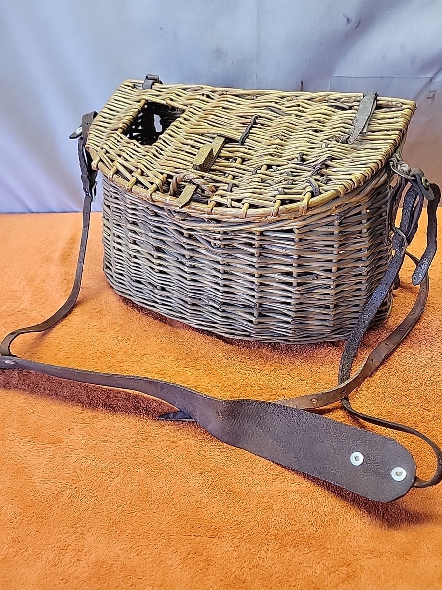 Créel De Pêche Vintage En Osier Tressé - Paniers De Pêche Anciens - USA, 1900-1949