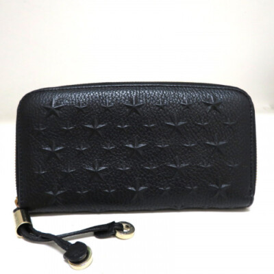 JIMMY CHOO Zip Around Leather Long Wallet BLK with Star JIMMY CHOO Zip Around Leather Long Wallet BLK with Star