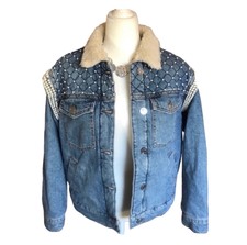 Sandro - Rare - Faux Pearl & Faux Shearling Denim Jacket - Women’s