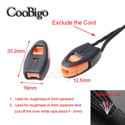 5x Outdoor Camp Zipper Pull Cord Lock Ends Paracord Knife Lanyard Whistle
