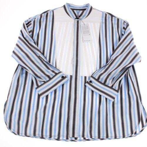 Marni NWT 3/4 Sleeve Button Down Shirt Size 42 US 6 Blue/Black Stripes w/ White - Picture 5 of 8