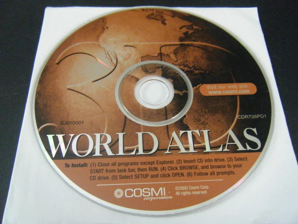 Cosmi Corp. World Atlas 3D (PC, 2000) - Disc Only!!! - Image 2 of 2