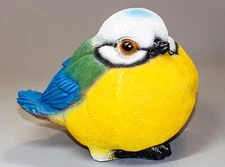 Blue Yellow Bird Figurine Titmouse Garden Statue Wildlife Yard Home Decor Gifts