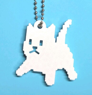 keychain 8bit Pixel cat dog 3d Key ring Nametag Pendant Kitty Meme