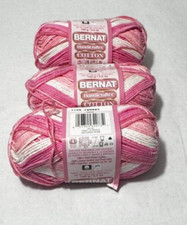 Bernat Handicrafter Cotton Yarn, Pinky Stripes 3 Skeins