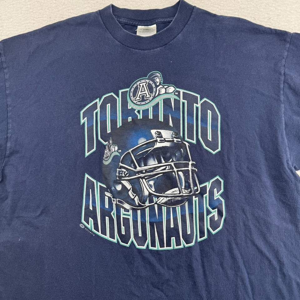 Vintage Toronto Argonauts Shirt Mens 2XL Blue Single Stitch Canada CFL Bulletin - Image 2 of 4