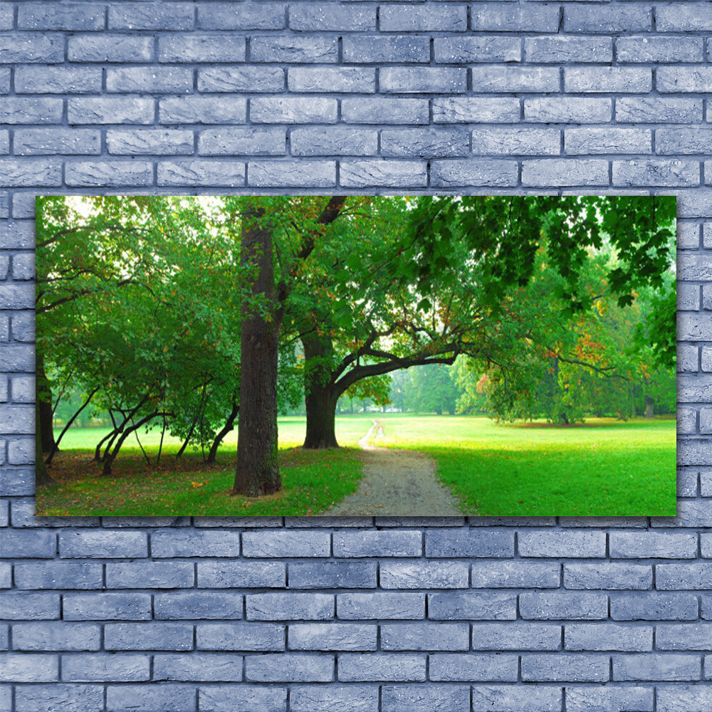 Tableau en Plexiglas® nature et arbres 140x70cm avec finition brillante haut de gamme