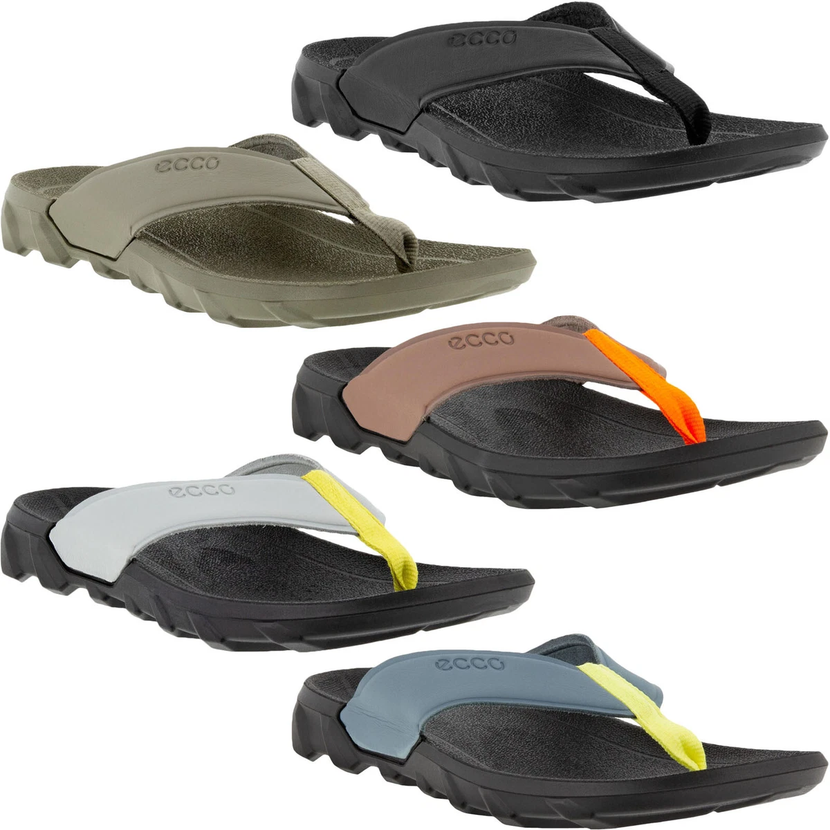 ECCO Mens MX Outdoor Leather Sandal Slider Sliders Flip Flops Thongs Flipslider