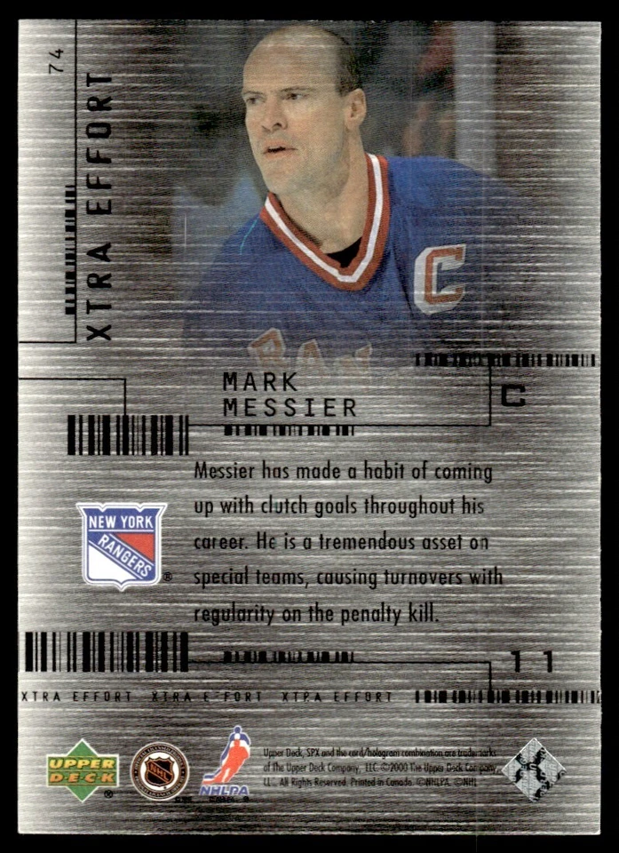 2000-01 SPx Xtra Effort Mark Messier New York Rangers #74 - Image 2 of 2