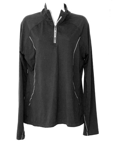 MORET ULTRA BLACK ACTIVEWEAR TOP, SPEED DRI 1/4 ZIP, THUMB HOLES, WOMEN'S LARGE