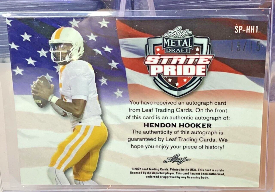 2022 Leaf Metal Draft State Pride Blue Mojo Hendon Hooker Auto RC #d 15/15 OMEGA - Image 2 of 2