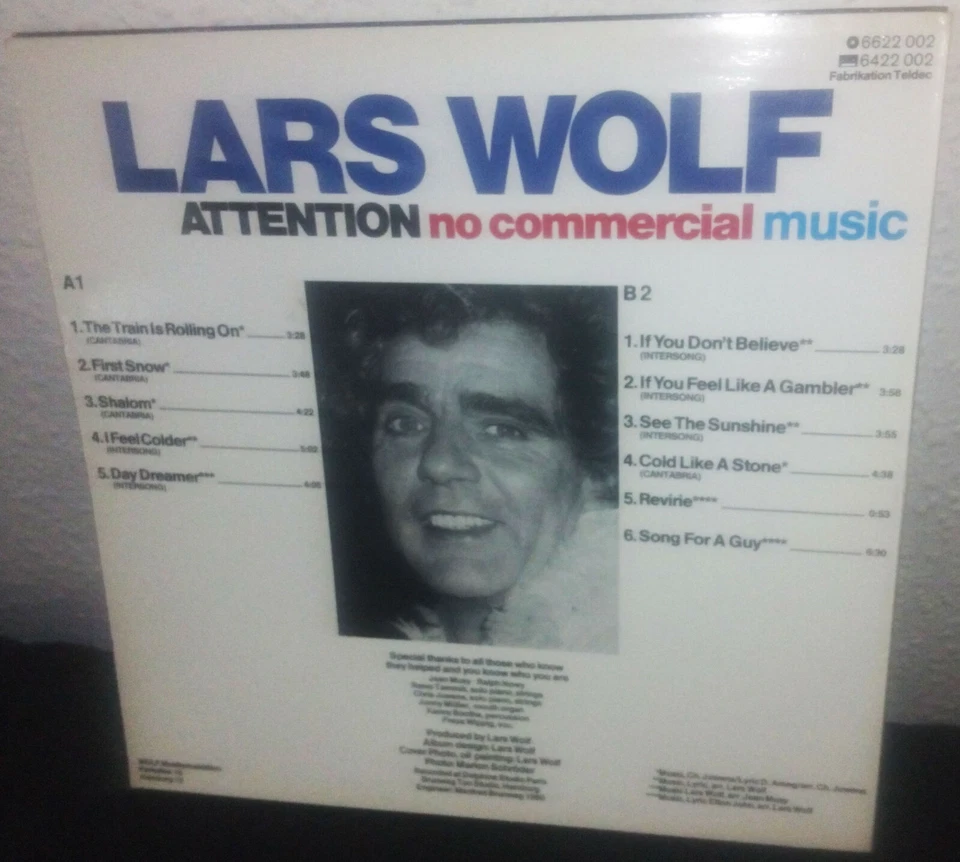 LP LARS WOLF - ATTENTION NO COMMERCIAL MUSIC * WOLF / TELDEC 6622002 GERMANY MNM - Bild 2 von 4
