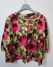 Betty Jackson Uk 16 Linen Floral Jacket Pleated Back Wedding Party