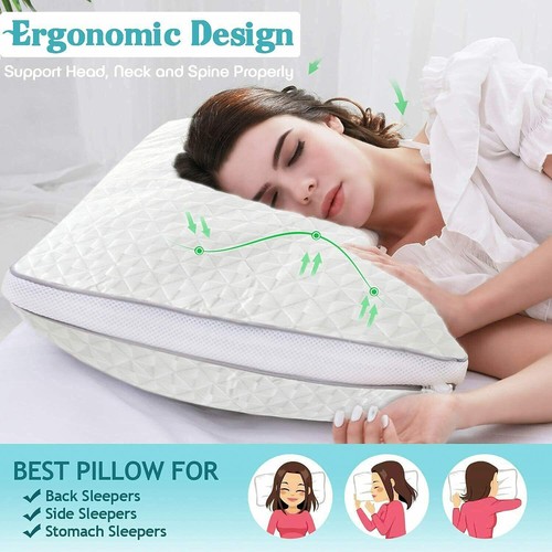 Memory Foam Gel Pillow Orthopedic Cooling Neck Back Support Adjustable Height - Picture 14 of 24