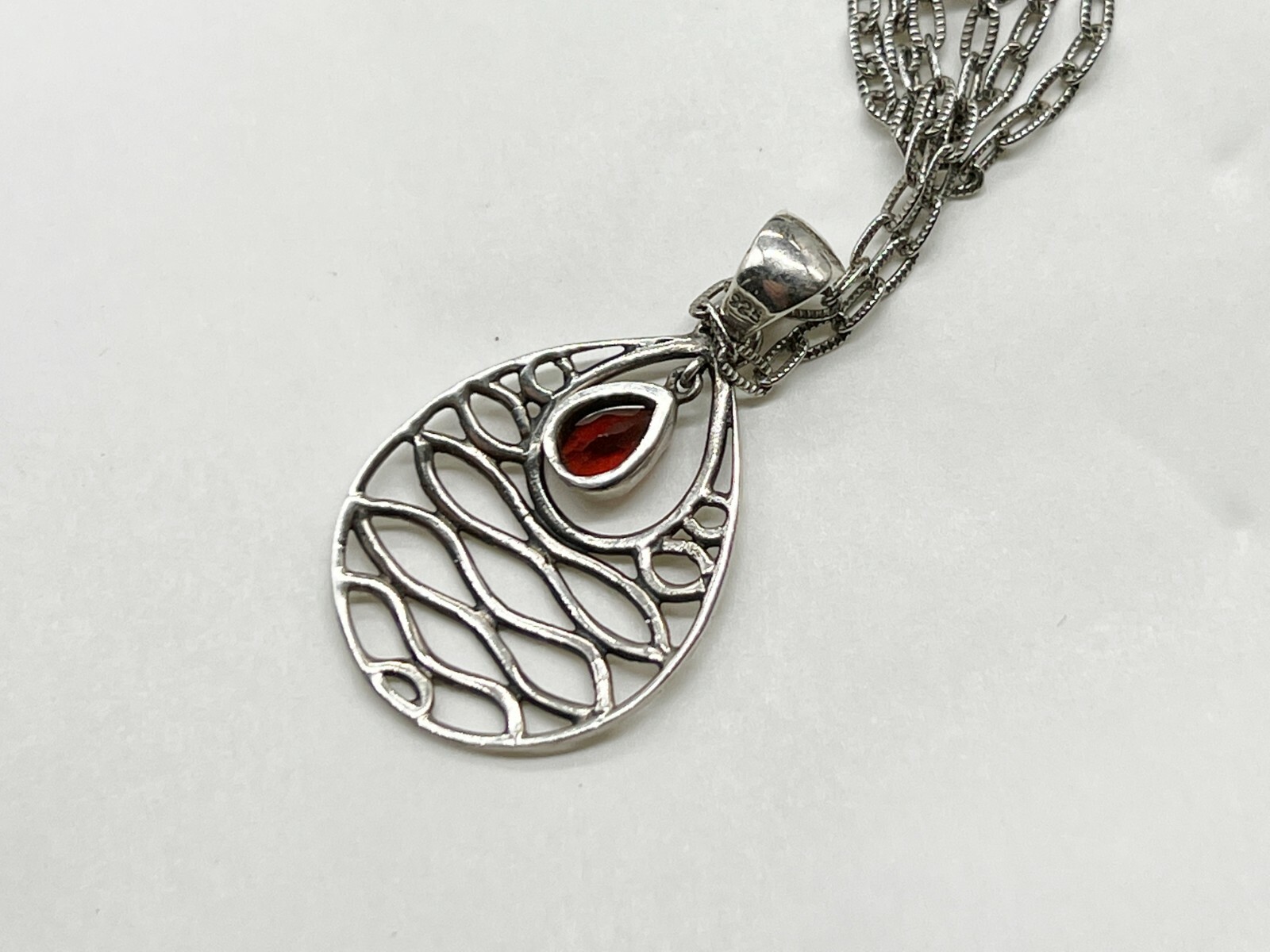 VINTAGE SOLID STERLING SILVER RUBY RED GARNET CEL… - image 4