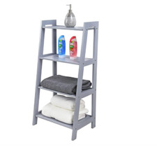 4 Tier Wooden Ladder Shelf Storage Rack Display Stand Shelving Unit Bathroom