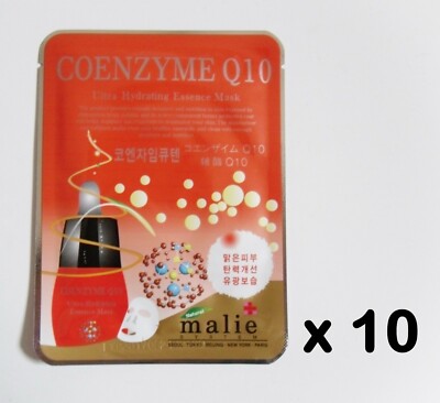 10pcs Malie COENZYME Q10 Face Mask Packs Sheet 25g Nourishing Moisture Kosmetik
