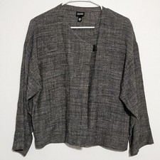 EILEEN FISHER Jacket Size XS Textured Linen Blend One Button Capsule USA Made