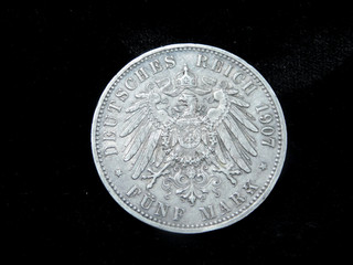 1907 German 5 Mark 90% Silver Coin
