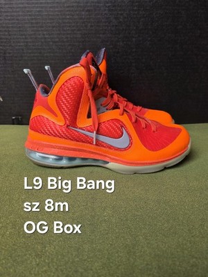 Nike LeBron 9 AS Big Bang Total Orange/Metallic Silver Mid Top Sneaker Men s