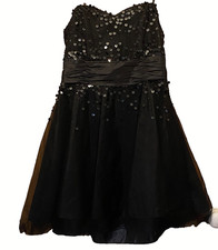 Next Size 14 16 Signature Black Strapless Sequin Occasion Party DRESS Xmas