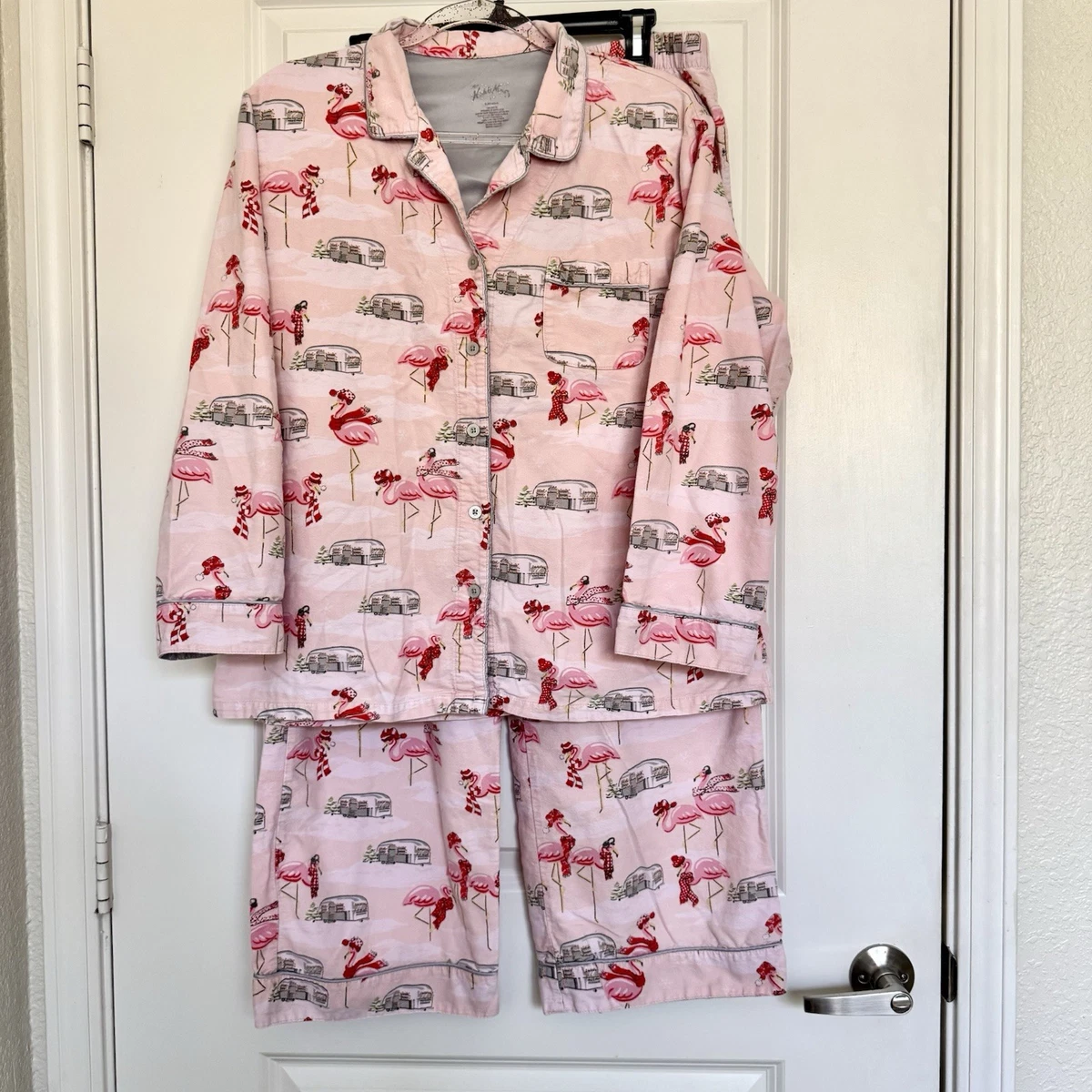 Pyjama Vintage Nick & Nora – Motif Cracker Jacks, Flanelle, Taille M, Occasion Très Bon état