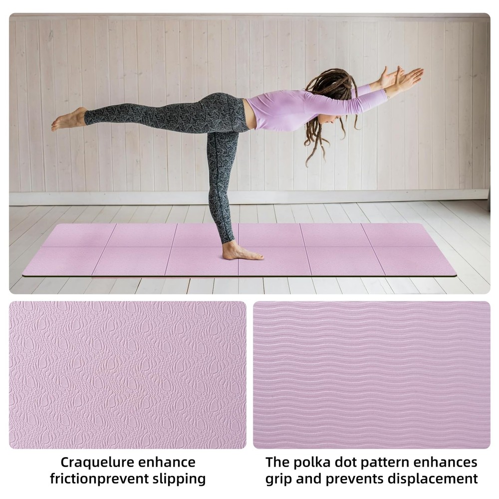 Portable 6mm Non-Slip TPE Yoga Mat with Carry Bag for Travel Pilates & Sports