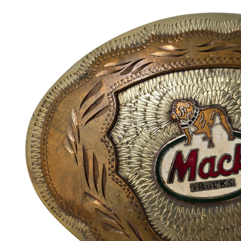 Hebilla de cinturón de camión Mack vintage estilo occidental plata alemana rara Foto 2 de 4