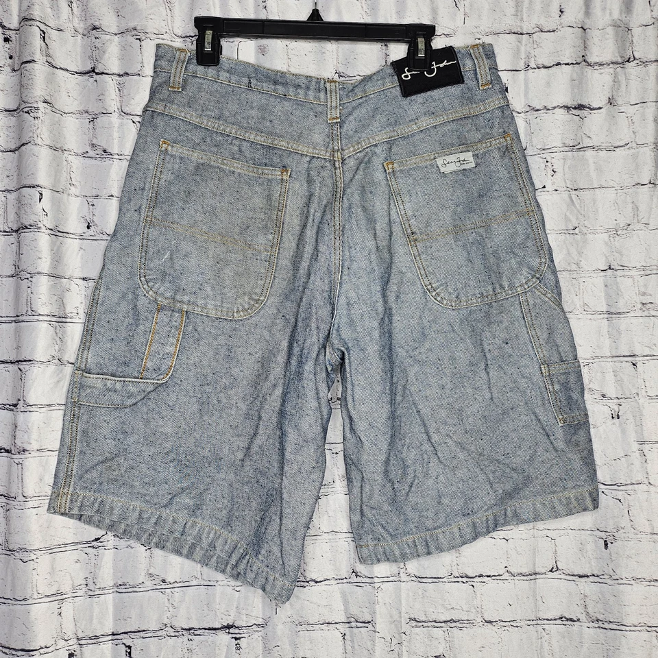 Sean John Baggy Shorts Mens 36 Blue Jean Acid Wash Y2K  Street Vintage Cargo - Image 2 of 4