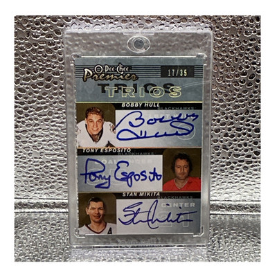 O-Pee-Chee 2007-08 Premier Trios PP3-EHM Hull Esposito Mikita Auto #17/35