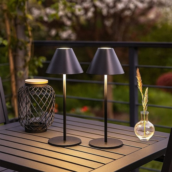 Tischlampe AußEnleuchte Gartenlampe Touchdimmer Akku Balkonlampe Led H 36 Cm 2X-image