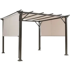 10' X 10' Pergola Kit Metal Frame Gazebo &Canopy Cover Patio Furniture Shelter