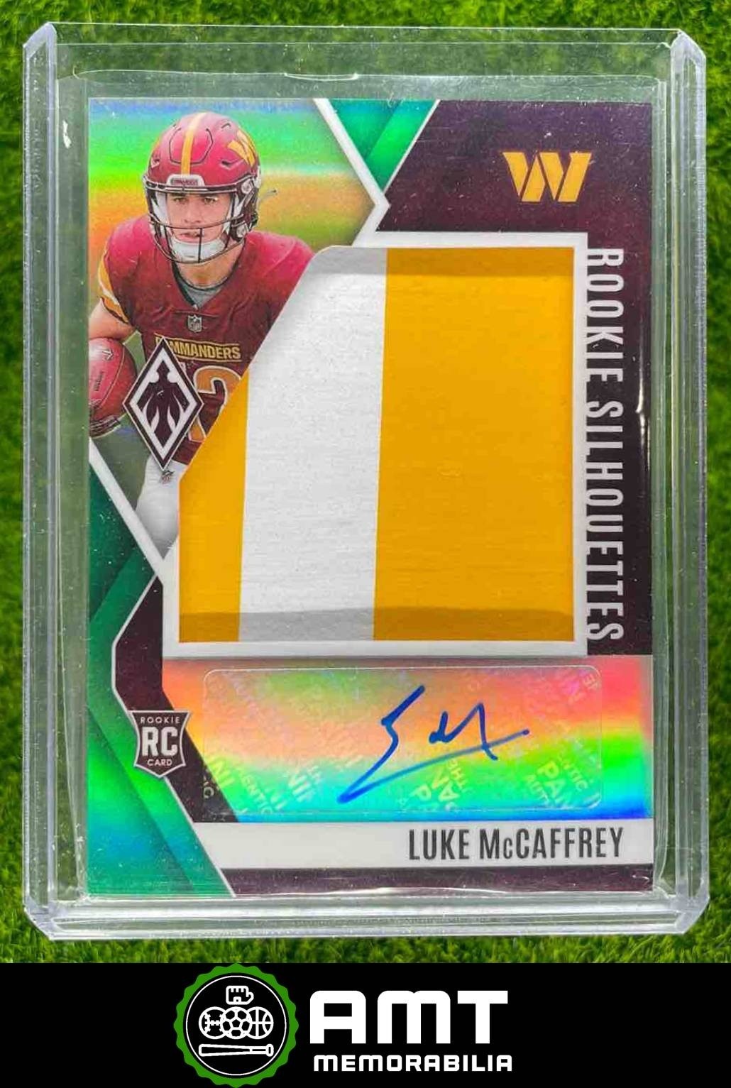 Luke McCaffrey Panini Phoenix Rookie Silhouettes Autographs Relic #RSLMC Green