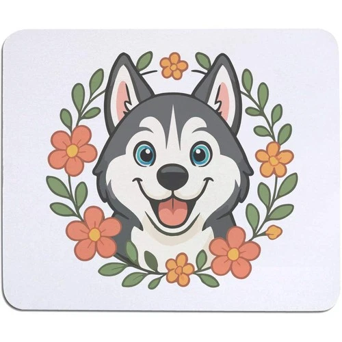 'Husky Floral Wreath' Mouse Mat / Desk Pad (MO00041804)