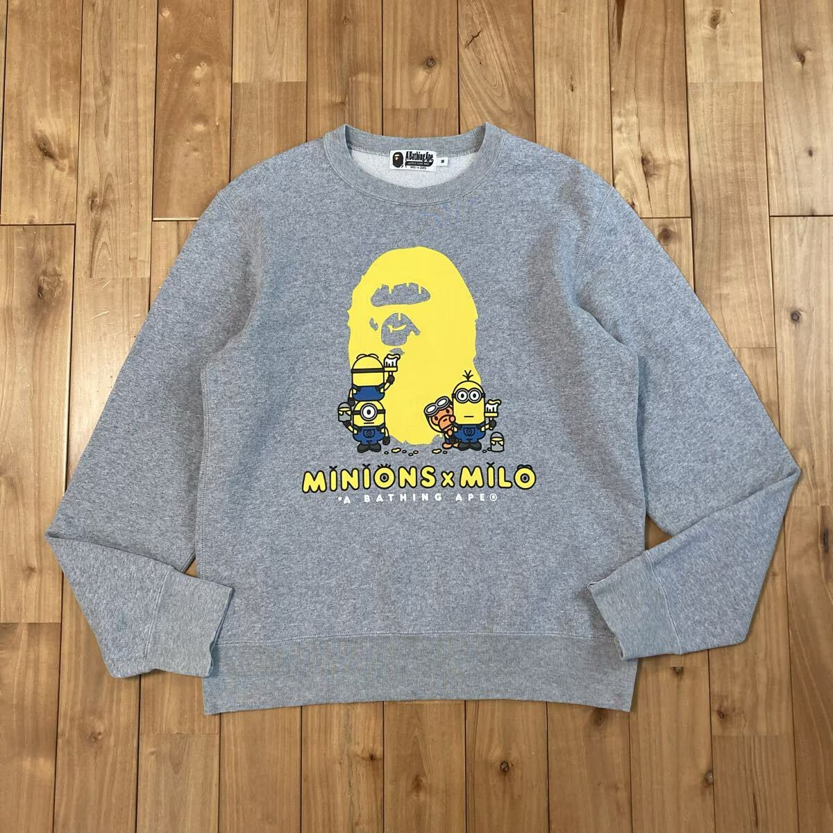 BAPE × Minions Milo sweat shirt Gray A Bathing Ape Size M | eBay