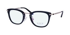 NEW DIFF RUE BLUE LIGHT LENS GLASSES BLACK SQUARE BK 46-23-145 WOMENS FULL-RIM