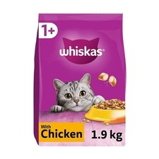 Whiskas 1+ Complete Dry Cat Food with Chicken 1.9kg Adult Cat Nutrition Meal UK 5.26 per kilo