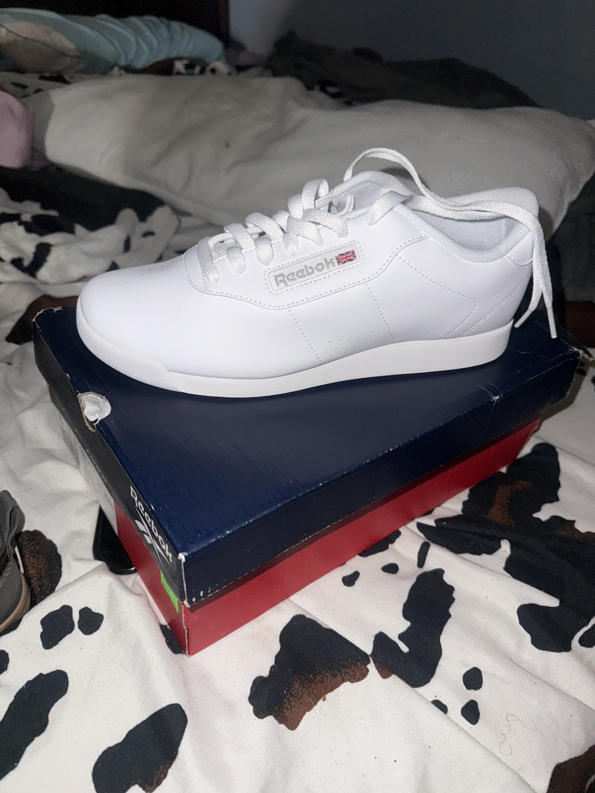 Reebok Women's White Lace Up Low Top Athletic Sneaker with Logo Accent