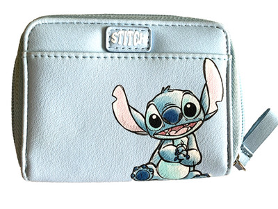 Disney x Primark STITCH Blue Zipper Credit Card & ID Small Wallet Holder NWOT