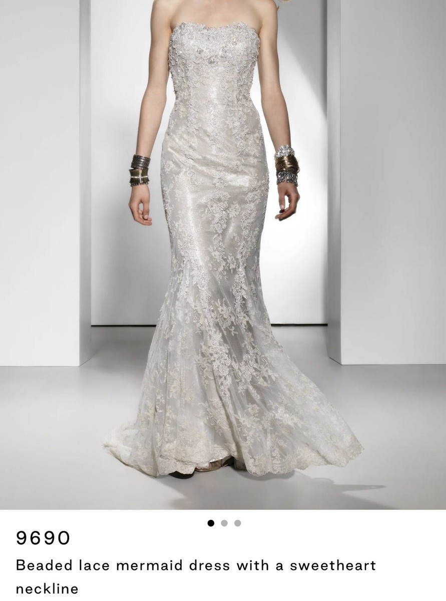 Justin Alexander Wedding Dress  Style 9690  Size 2  Mermaid Sweetheart  Gown | eBay