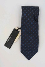 New Gianni Versace Blue Geometric 100 Silk Tie Medusa Head Made In Italy NWT