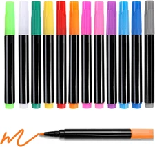 12-Color Markers for Doodle Glow，Neon Dry Erase Markers for Led Drawing Board, N