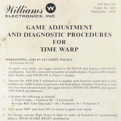 Data East Time Machine Pinball Machine Game Manual Operators Handbook ORIGINAL