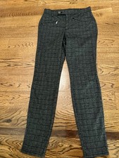 Vera Wang Women Pants Skinny Sz S Polished Twill Gray Plaid High Rise Skinny EUC